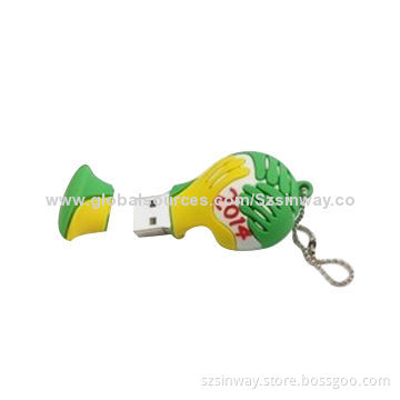 2014 Brazil World Cup PVC USB Flash Drive with 1 to 32GB Capacity, Print Your Logo and Brand